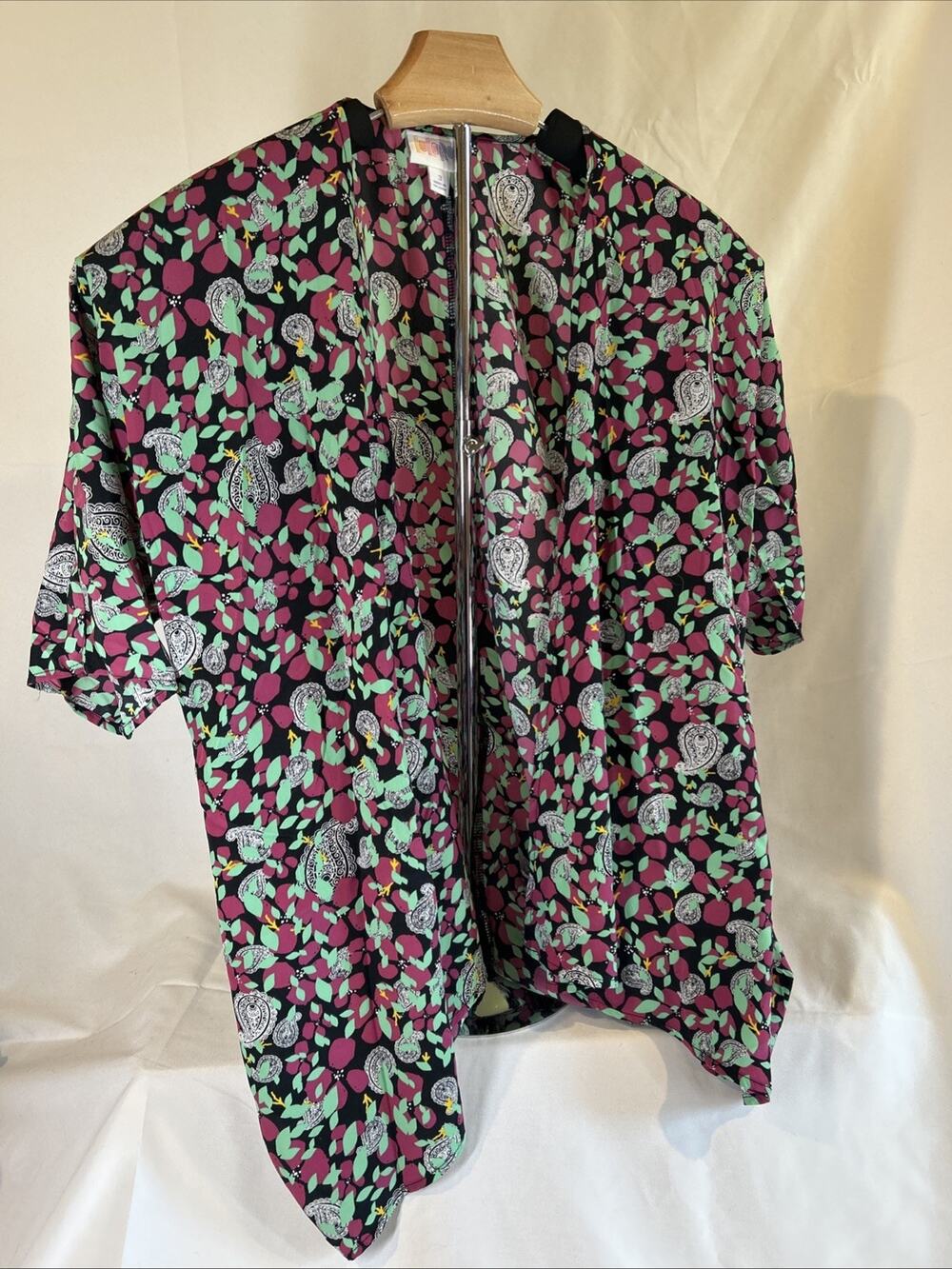 Lularoe Bianka Green Purple Open Cardigan 3 Colorful Beachy